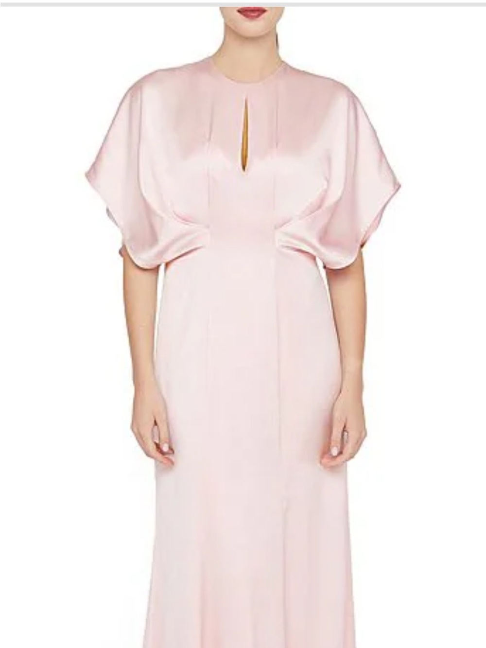 Kay Unger Lennox Elegant Ice Pink Draped Sleeve Evening Dress